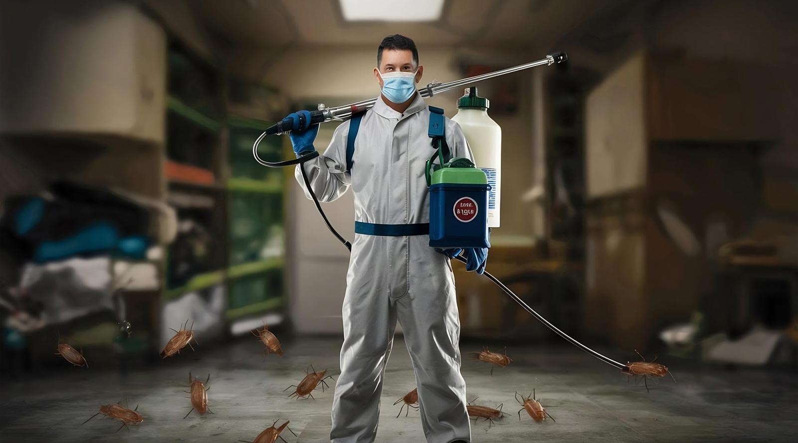 Flea pest control Melbourne technician spraying home interior